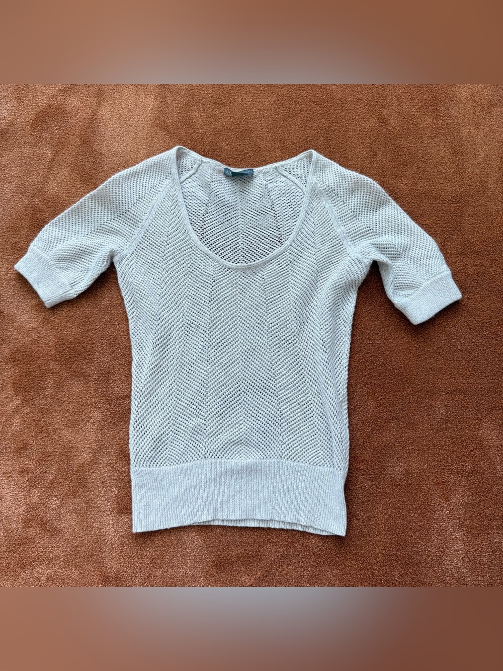 A/X Armani Exchange Light Gray Scoop Neck Knit Top